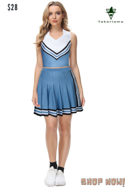 The Princess Diaries Olivia Rodrigo Good4U Cheer Costume Blue Cheerleader Dress-Takerlama Girls Cheerleader Costume, Cheer Costumes, Cheerleader Skirt, The Princess Diaries, Blue Cheer, Cheerleader Costume, White Costumes, Cheerleading Uniforms, Cheerleading Outfits