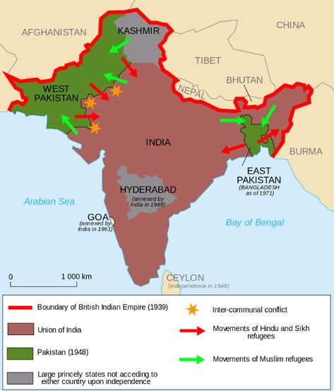 Partition of India and Pakistan Pakistan Map, East Pakistan, Indian History Facts, Historical Timeline, Geography Map, India Map, Northeast India, History Of India, History Timeline