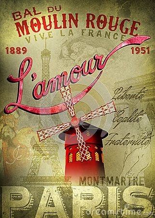 Moulin Rouge L amour Poster Moulin Rouge Poster, Moulin Rouge Paris, Paris Illustration, Montmartre Paris, French Poster, Vintage Art Print, Paris Vintage, Vintage Paris, Vintage Art Prints