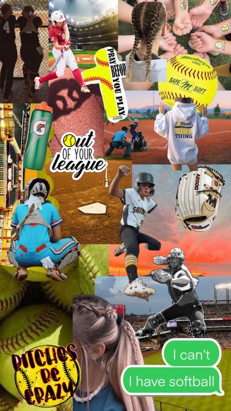 #softball #softballaesthetic #softballseason #active Cute Softball Quotes, Softball Backgrounds, Softball Posters, Cute Images For Wallpaper, Softball Outfits, Softball Pitching, Softball Season, Softball Quotes, Softball Life