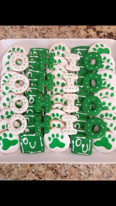 Ohio University cookies Ohio University Graduation Party Ideas, College Graduation Cookies, University Graduation Party Ideas, Hockey Cookies, University Graduation Party, Graduation Party University, Graduation Party Ideas, Grad Party Decorations, University Graduation