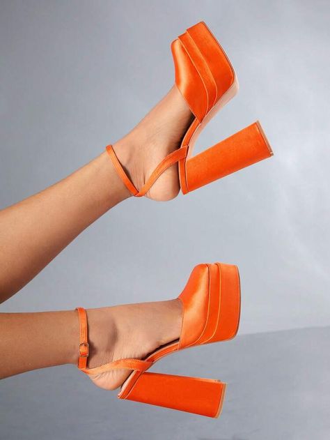 Orange Heels, Orange Shoes, Orange Aesthetic, Fancy Shoes, Ankle Strap Pumps, Strap Pumps, Women's Pumps, Ankle Strap, Pumps