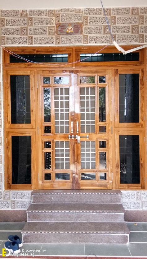 Main Entrance Door Frame Design, Main Door Design Ideas, Winter Door Hangers, Wall Wardrobe, Wooden Door Entrance, Door Design Ideas, House Front Door Design, Flush Door Design, Modern Wooden Doors