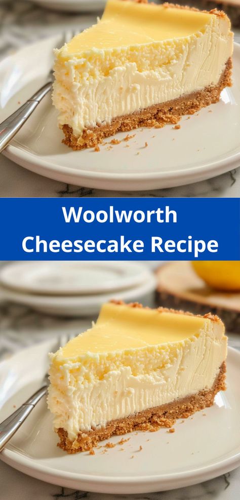 Woolworth Cheesecake. Quick, easy, and perfect for sweet cravings. Woolworths Cheesecake, Woolworth Cheesecake Recipe, Woolworth Cheesecake, Strawberry Cheesecake Recipe, Sweet Cravings, Creamy Desserts, Cheesecake Recipe, Graham Cracker Crust, Graham Cracker Crumbs