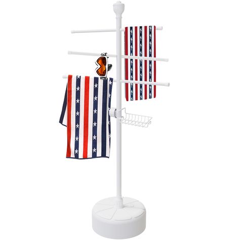 PRICES MAY VARY. 【Upgraded Pool Towel Rack】 With a height of 63 inches, widened base, and 6 horizontal bars to accommodate large towels, swimsuits, inflatable rings, and more. The wind-resistant base can be filled with water or sand for sturdiness and stability. 【Detachable Storage Basket】Thoughtfully designed detachable storage basket for keeping accessories like watches, goggles, soap, and more. 【Portable and Easy Assembly】 Our pool towel rack outdoor can be assembled within minutes and is eas Outdoor Towel Holder, Towel Rack Outdoor, Towel Rack Pool, Pool Stuff, Towel Stand, Towel Racks, Pool Towel, Towel Hanger, Pool Towels