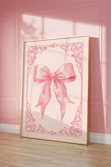 Preppy Pink Coquette Bow Printable, Vintage Girly Wall Art, Hand Drawn Bow Illustration, Aesthetic Dorm Decor, Balletcore Nursery, Download - Etsy Coquette Home Decor, Bow Printable, Bow Illustration, Preppy Pink, Girly Wall Art, Pink Coquette, Printable Vintage, Pink Nursery, Coquette Bow