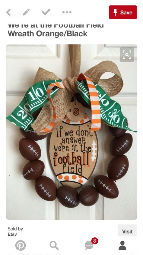 Football Banquet, Coaches Wife, Football Family, Football Crafts, Football Signs, Football Cheer, Football Wreath, Football Decorations, Fall Football