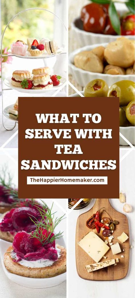 Tea Flavors For Tea Party, Fall Tea Party Sandwiches, Mini Scones High Tea, Fall Tea Sandwiches Recipes, Winter Tea Party Food, Fall Tea Sandwiches, Christmas Tea Sandwiches Recipes, What To Serve At A Tea Party, Valentine Tea Party Ideas