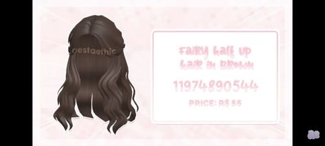 Roblox Half Up Half Down Hair Code, Hair Codes Bloxburg, Brown Hair Codes, Berry Ave Codes, Codes Bloxburg, Code Roblox, Hair Codes, Decal Codes, Bloxburg Decal Codes