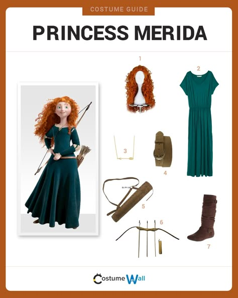 Dress up just like the Scottish princess from Disney/Pixar's Brave starring Princess Merida, voiced by Julie Fowlis. Merida Costume Kids, Merida Brave Costume, Dress Like Princess, Julie Fowlis, Brave Costume, Scottish Princess, Diy Princess Costume, Redhead Costume, Costume Wall