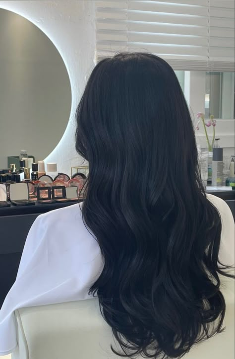 Almost Black Hair Color, Long Black Hair Extensions, Warm Black Hair, Matte Black Hair, Almost Black Hair, All Black Hair, Off Black Hair, Pretty Black Hair, Black Clip In Hair Extensions