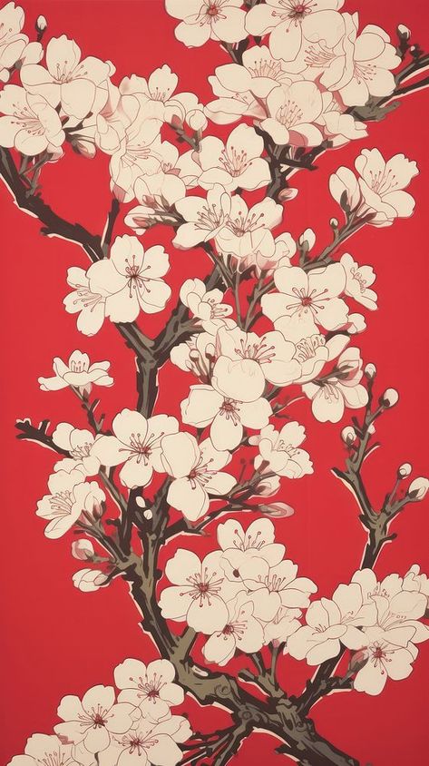 Sakura flowers wallpaper blossom pattern. AI generated Image by rawpixel. | premium image by rawpixel.com Chinese Patterns Traditional Flower, Wallpaper Backgrounds Cherry Blossoms, Cherry Blossom Aesthetic Drawing, Chinese Flower Wallpaper, Imac Wallpaper Desktop Backgrounds Hd, Sakura Background Aesthetic, Red Cherry Blossom Wallpaper, Chinese Background Aesthetic, Aesthetic Chinese Wallpaper