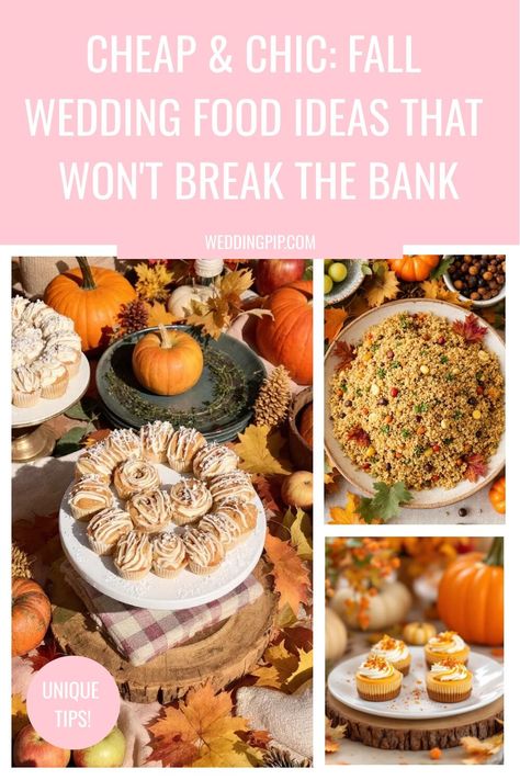 Elevate your autumn wedding without the hefty price tag! 🍁💰 Discover cheap fall wedding food ideas that look and taste expensive. From seasonal produce to clever presentations, create a luxe experience on a budget.

Click to see the menu items! 🍽️🥂

#BudgetWeddingFood #FallWeddingIdeas Crockpot Wedding Food, Fall Wedding Dessert Ideas, Fall Wedding Meal Ideas, Fall Buffet Food Ideas, Fall Wedding Food Ideas, Cheap Wedding Food Ideas, Fall Wedding Food, Cheap Wedding Food, Food Ideas On A Budget