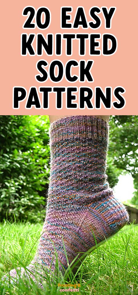 Ready to take your knitting skills to the next level? These are some of the most beginner-friendly knitted sock patterns perfect for when you're just starting out. This sock is knit from the cuff down and features a garter stitch edged slip stitch heel. The pattern itself is written for one size, but with a 4 stitch pattern repeat, it is easily customizable to fit whatever size one desires. Toe Up Sock Patterns, Knitted Sock Patterns, Sock Yarn Projects, Sock Projects, Sock Recipe, Cottage Socks, Knitted Socks Free Pattern, Sock Store, Cable Knit Socks