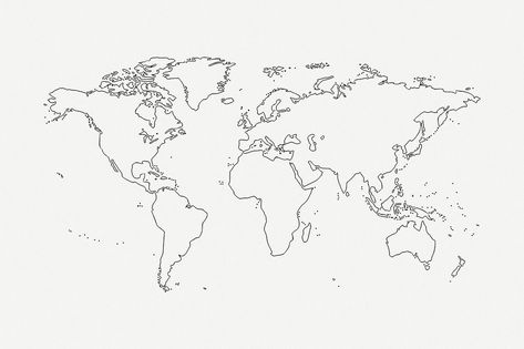 World map line art, geography illustration psd. Free public domain CC0 image. | free image by rawpixel.com World Map Line Art, Geography Illustration, World Outline, Map Line Art, Map Mural, Map Murals, About World, Us Map, Visual Artist