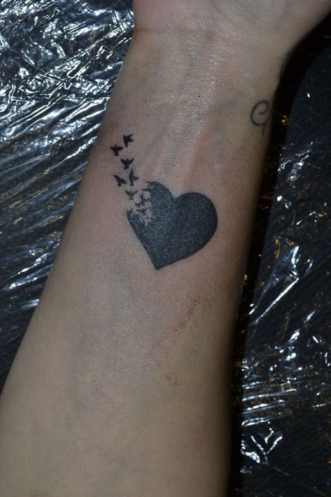 Cover Up For Small Tattoos, Small Heart Cover Up Tattoo, Small Black Tattoo For Women, Cover Up Small Tattoos, Heart Tattoo Cover Up, Simple Cover Up Tattoos, Wrist Cover Up Tattoos, Small Cover Up Tattoo, Black Heart Tattoo