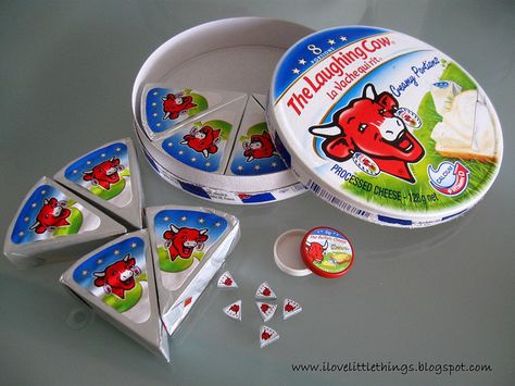 Re-ment cheese triangles with real thing Laughing Cow Cheese, Cheese Triangles, Food Savory, Cow Cheese, Miniature Foods, Laughing Cow, American Girl Doll Crafts, Re Ment, Black Room