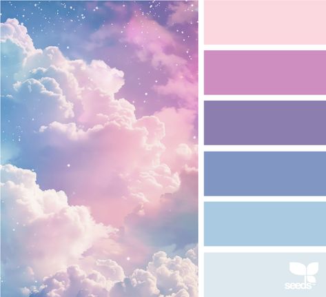 Design Seeds: Heavenly Hues Purple And Pink Colour Palette, Soft Purple Palette, Secret Garden Color Palette, Angelic Color Palette, Pastel Pallete Colour, Blue Pink Yellow Color Palette, Colour Palette Nature, Ethereal Color Palette, Blue Pink Color Palette