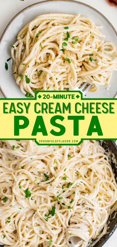 EASY CREAM CHEESE PASTA Cream Cheese Spaghetti Recipes, Pasta And Cheese Recipes Simple, Cream Cheese Garlic Pasta, Tiktok Pasta Cream Cheese, Pasta Chicken Cream Cheese, Chicken Cream Cheese Spaghetti, Cream Cheese Shrimp Pasta, Easy Pasta Recipes With Cream Cheese, Cream Cheese Noodles Pasta