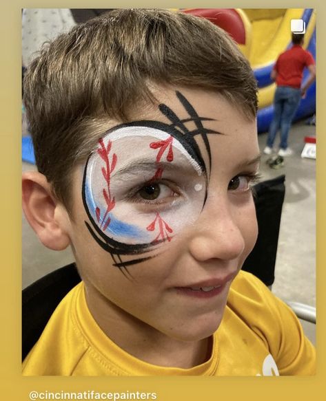 Baseball Face Painting Ideas, Face Painting Sports, Sports Face Paint Ideas, Softball Face Paint Ideas, Sports Face Paint, Baseball Face Paint, Kids Face Painting Easy, Face Paint Party, Festival Face Paint