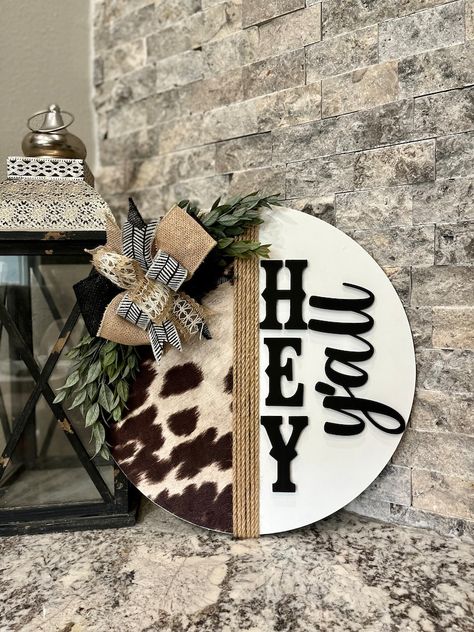 Howdy, Cowhide Door Hanger, Cowprint, Farmhouse Door Hanger, Western Door Hanger, Cowhide Wreath, Howdy Door Hanger, Wreath, Farmhouse Sign, - Etsy Western Door, Farmhouse Door Hanger, Farmhouse Door, Door Hangers Diy, Laser Cut Wood Crafts, Wooden Signs Diy, Door Signs Diy, Door Hanger Wreath, Hanger Wreath