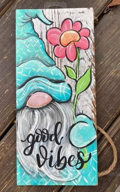 Easy Gnome Painting, Easter Aesthetics, Gnome Painting, Angel Paintings, Water Color Art, Plank Art, Gnome Paint, Gnome Pictures, Blogger Home