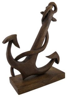 27.99-Carved Wooden Nautical Anchor Sculpture Figurine - traditional - Sculptures - Things2Die4 MEAS. 9W X 1.25D X 12.25HT Nautical Anchor Decor, Abstract Art Black And White, Anchor Art, Abstract Art Black, Popular Artwork, Traditional Sculptures, Anchor Decor, Traditional Artwork, Nautical Anchor