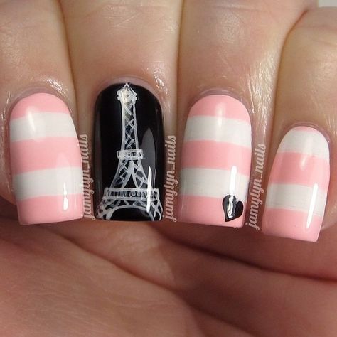 60+ Cute Paint Eiffel Tower Nail Design Eiffel Tower Nails, Paris Nails, Unghie Nail Art, Nails Natural, Ideas Nails, Get Nails, Cute Nail Art, Fabulous Nails, Cute Nail Designs