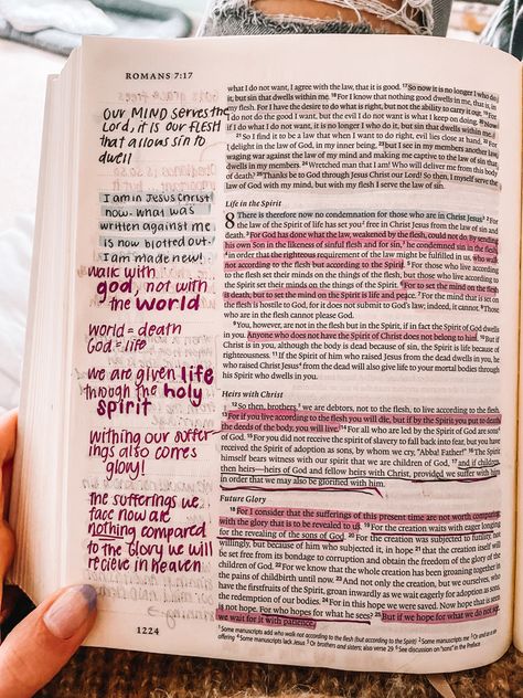 Roman’s Bible Study, Romans Bible Journaling, Messy Bible, Bible Annotations, Bible Goals, Studying Scripture, Romans Bible, Bible Highlighting, Bible Journaling For Beginners