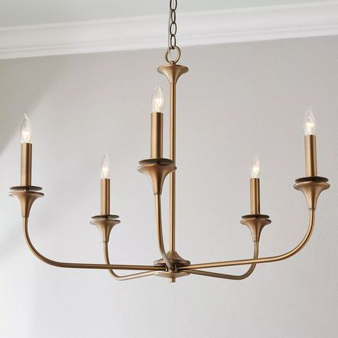 Mayhue Chandelier - 5 Light | Shades of Light Large Dining Light Fixture, Beautiful Light Fixtures, Studio Mcgee Foyer Lighting, Modern Farmhouse Lights, Scalloped Chandelier, Traditional Dining Room Chandelier, Entry Way Chandelier, Craftsman Chandelier, Dining Lights