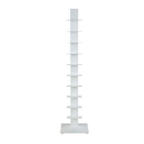 Sapiens 60-Inch Bookcase Tower in Various Colors Flatshot Image 1 Sapien Bookcase, Nightstand Alternative, Vertical Bookshelf, Shelves Furniture, Geometric Bookcase, Modern Home Office Furniture, Contemporary Bookcase, Shelves White, White Bookcase