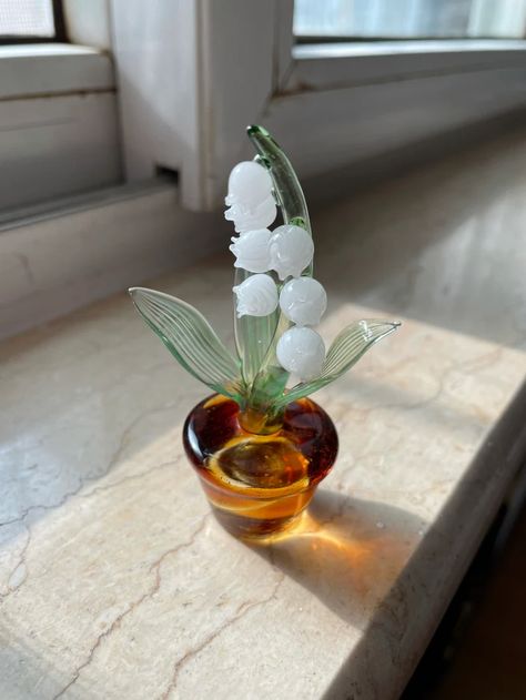 Lily of the Valley convallaria Majalis Flowers Glass | Etsy Lily Of The Valley Home Decor, Lily Of The Valley Decor, Convallaria Majalis, Glass Home Decor, Cute Furniture, Cute Bedroom Decor, Dream Room Inspiration, Glass Flowers, Cute Room Decor