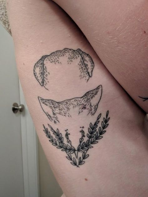 My dog ear tattoo healed up pretty nicely (My dogs are in the comments) Ear Tattoo Healed, Dog Ear Tattoo, Birthmark Tattoo, Dog Memorial Tattoos, Healing Tattoo, R Tattoo, Side Tattoos, Memorial Tattoos, Professional Tattoo