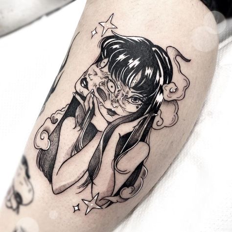 10 Best Junji Ito Tattoo Ideas You Have to See to Believe! | Outsons | Men's Fashion Tips And Style Guides Junji Ito Tattoo Ideas, Tomie Tattoo, Junji Ito Tattoo, Spiral Tattoos, Fan Tattoo, Manga Tattoo, Wicked Tattoos, Famous Tattoos, Creepy Tattoos