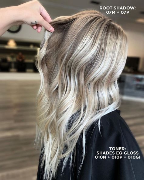 Redken on Instagram: “We love seeing your excitement about our new Shades EQ Gloss level 10s 💕 Check out @savannahjo_hairstylist's 🇺🇸 amazing work, using the…” Buttery Blonde Hair Redken Formula, Level 7 Blonde Hair, Level 7 Blonde, Redken Shade, Buttery Blonde Hair, Blonde Formulas, Redken Blonde, Toner Formulas, Blonde Beige