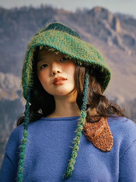 Editor's NotesMISU A BARBE makes knit items to warm up your winter journey- 100% handmade hat- Oversized hood featuring unique color scheme- Made with wool and mohair blend knit  it's warm and soft- Over silhouette bucket hat with wide brim- Chin strapMeasurements(in.)- Circumference 23.6 in.- Height 6.5 in.- Brim 4.9 in.- Bottom circumference 37.4 in.- Strap 19.7 in.Composition & Care- 80% wool  20% mohair- Dry cleaning onlyDesigner- by MISU A BARBE Colorful Hat Outfit, Handmade Winter Clothes, Mohair Bucket Hat, Bucket Hat Knitted, Knit Bucket Hat Pattern, Bucket Hat Knitting, Oversized Bucket Hat, Knitted Bucket Hat, Knit Bucket Hat