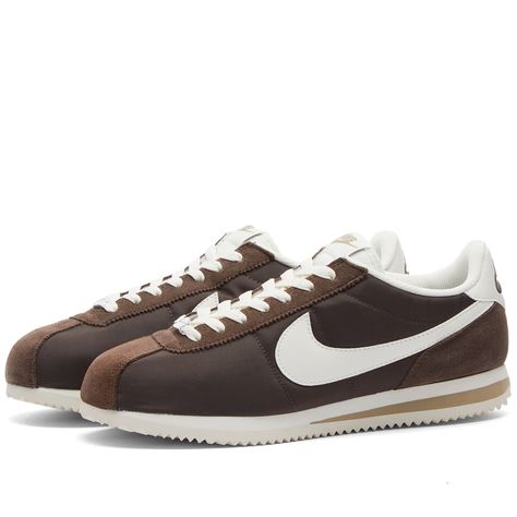 Brown Nike Cortez, Appearance Aesthetic, Brown Trainers, New Trainers, Saint Laurent Sunglasses, Suede Trainers, Shoe Wishlist, Gucci Jewelry, Prada Eyewear