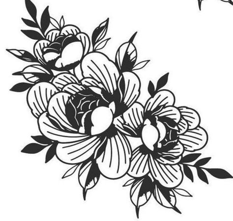 American Traditional Flower Sleeve, Traditional Floral Tattoo Sleeve, Old School Flower Tattoo Black, Traditional Floral Tattoo, Dark Floral Tattoo, Flower Leg Tattoos, Traditional Black Tattoo, Traditional Tattoo Flowers, All Black Tattoos