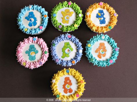 Care Bear Cakes, Teddy Bear Cupcakes, Alice In Wonderland Props, Care Bears Birthday Party, 19th Birthday Cakes, Carebear Birthday Cupcakes, Carebear Cupcake, Care Bear Cupcakes, Bear Treats