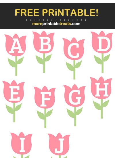 Free Printable Tulip Alphabet Spring Alphabet Letters Free Printable, Letter Cutouts Printable, Flower Templates Printable Free, Fruit Letters, Craft Printables, Flower Templates Printable, Garden Party Theme, Free Printable Banner, Spring Printables