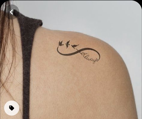 Shoulder Tattoos For Girls, Tattoo Sisters, Infinite Tattoo, Infinity Tattoo With Feather, Tattoo Fe, Girl Shoulder Tattoos, Sisters Tattoo, Cool Shoulder Tattoos, Hummingbird Nest