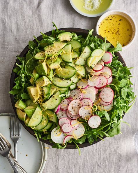 Arugula Salad Recipes, Radish Salad, Fennel Salad, Cucumber Recipes Salad, Lemon Vinaigrette, Feel Good Food, Cucumber Recipes, Arugula Salad, 5 Ingredient