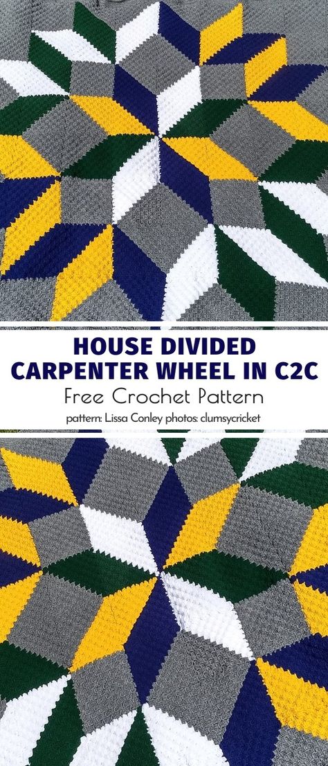 Wow, what a classic combination of colors! These deep shades of green and blue contrast beautifully with white and grey. If you are on your way to uni, take this handmade piece with you!  #freecrochetpattern #c2c #crochetblanket C2c Crochet Blanket For Men, C2c Crochet Blanket Graphgan, Geometric C2c Crochet Blanket, C2c Plaid Crochet Blanket, C2c Crochet Blanket Scrap Yarn, Crochet Afgan, Amish Lifestyle, Crochet C2c Pattern, Plaid Crochet