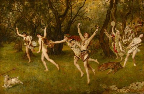 Maenads.John Collier On Maenads The Maenads were the female followers of Dionysus in Greek Mythology. The word Maenads in Greek means &#822… Dionysus God, John Collier, John Everett Millais, John William Waterhouse, Pre Raphaelite, English Artists, Paul Gauguin, Art Uk, The Secret History