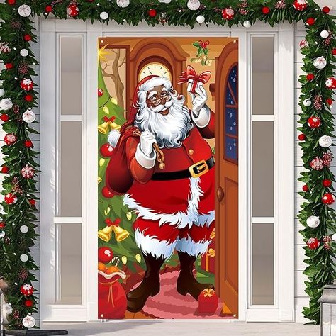 African American Christmas Decorations American Christmas Decorations, Christmas Decorations Black, Christmas Door Cover, African American Christmas, Merry New Year, Štědrý Den, Santa Claus Decorations, American Christmas, Holiday Room