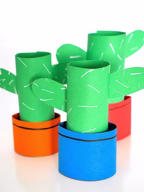 Easy Paper Cactus Craft #papercraft #cactus #kidscraft #kidcrafts Desert Crafts, Paper Cactus, Cactus Craft, Cardboard Diy, Kids Activities At Home, Turtle Crafts, Toilet Roll Craft, Paper Bag Crafts, Paper Bag Puppets