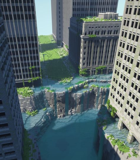 Abandoned City Minecraft, Minecraft Apocalypse City, Post Apocalyptic Minecraft Builds, Minecraft Star Wars Builds, Minecraft Dam, Minecraft Apocalypse Build, Minecraft Apocalypse, Minecraft Abandoned, Minecraft Modern City