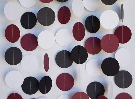 Party Decorations Black And White, Sports Banquet Decorations, Graduation Aesthetic, Party Decorations Black, Grad Decor, Burgundy Party, Black Party Decorations, White Garland, Jessica Day