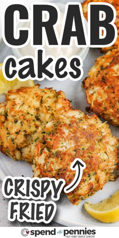 Crab cakes are easy to make, delicious, and can be used in many ways for lunch or dinner. You can make a larger amount and freeze some for later, or serve them as warm appetizers during a party. These cakes are full of lively and fresh flavors, carrying the rich taste of seafood seasoned with ingredients like Old Bay, Worcestershire sauce, Dijon mustard, mayo, and herbs. #crabcakes #crabcakesrecipe #crabcake #spendwithpennies Easy Crab Cakes, Easy Tartar Sauce, Crab Cakes Easy, Warm Appetizers, Crab Cake Recipes, Maryland Crab Cakes, Crab Meat Recipes, Crab Cake Recipe, Hot Appetizers