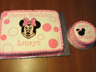 Minnie Mouse 1st Birthday By debber1 on CakeCentral.com Minnie Mouse Birthday Smash Cake, 1st Birthday Cake Minnie Mouse, Minnie Smash Cake, Minnie Mouse Smash Cake 1st Birthdays, Minnie Mouse Sheet Cake, Minnie Mouse Smash Cake, Buttercream Rosettes, Minnie Mouse First Birthday, Big Cake